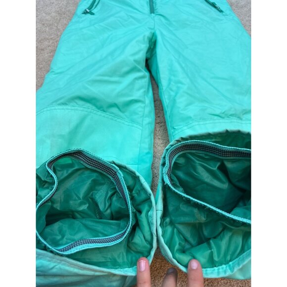 Champion Snow Bib Overalls Youth Size XL Mint Green Zip Pockets Winter Ski - Picture 8 of 11
